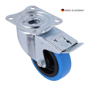 Tente Swivel Castor with breaks 100 mm, blue wheel